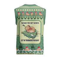 Capybara Christmas Knitted V-Neck Vest Wake Me Up When It's Christmas - Wonder Print Shop