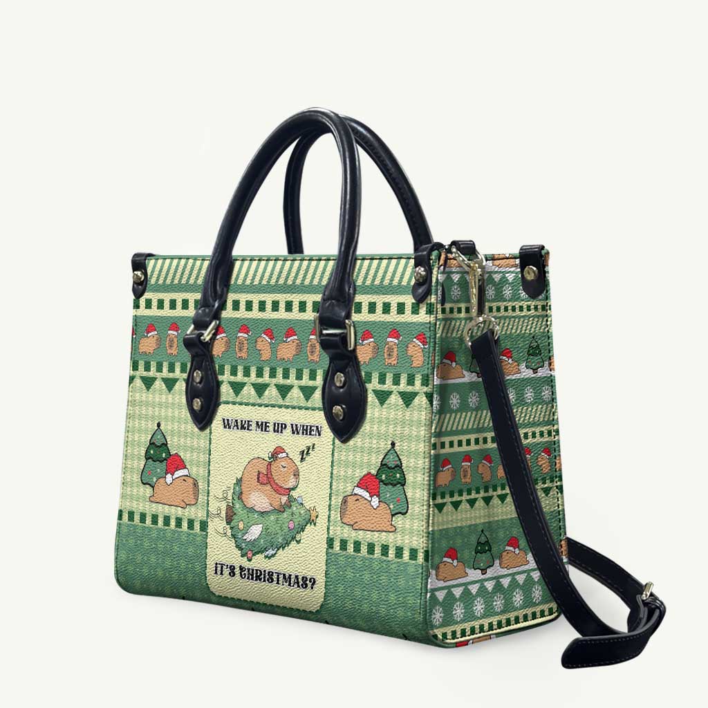 Capybara Christmas Leather Bag Wake Me Up When It's Christmas - Wonder Print Shop