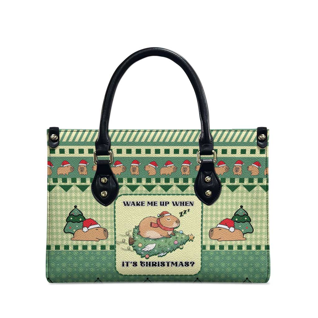 Capybara Christmas Leather Bag Wake Me Up When It's Christmas - Wonder Print Shop