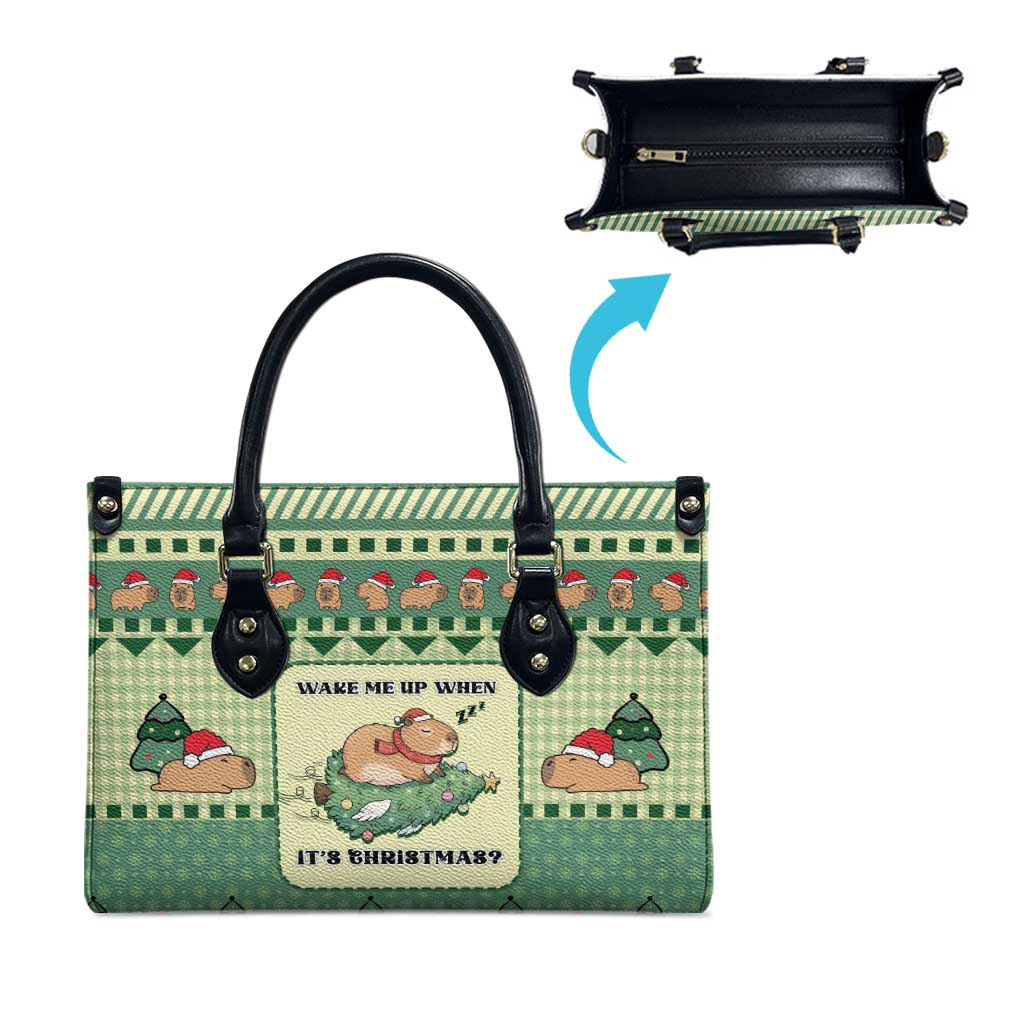 Capybara Christmas Leather Bag Wake Me Up When It's Christmas - Wonder Print Shop