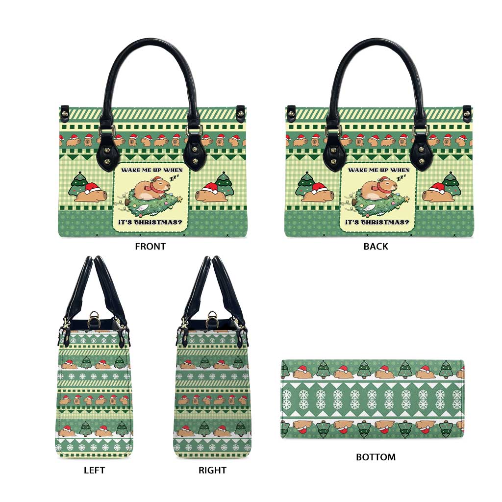 Capybara Christmas Leather Bag Wake Me Up When It's Christmas - Wonder Print Shop