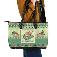 Capybara Christmas Leather Tote Bag Wake Me Up When It's Christmas - Wonder Print Shop