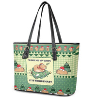 Capybara Christmas Leather Tote Bag Wake Me Up When It's Christmas - Wonder Print Shop