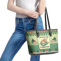 Capybara Christmas Leather Tote Bag Wake Me Up When It's Christmas - Wonder Print Shop