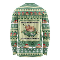 Capybara Christmas Long Sleeve Shirt Wake Me Up When It's Christmas - Wonder Print Shop