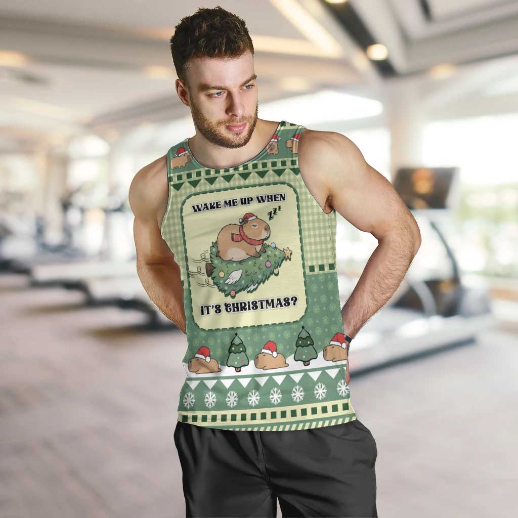 Capybara Christmas Men Tank Top Wake Me Up When It's Christmas - Wonder Print Shop