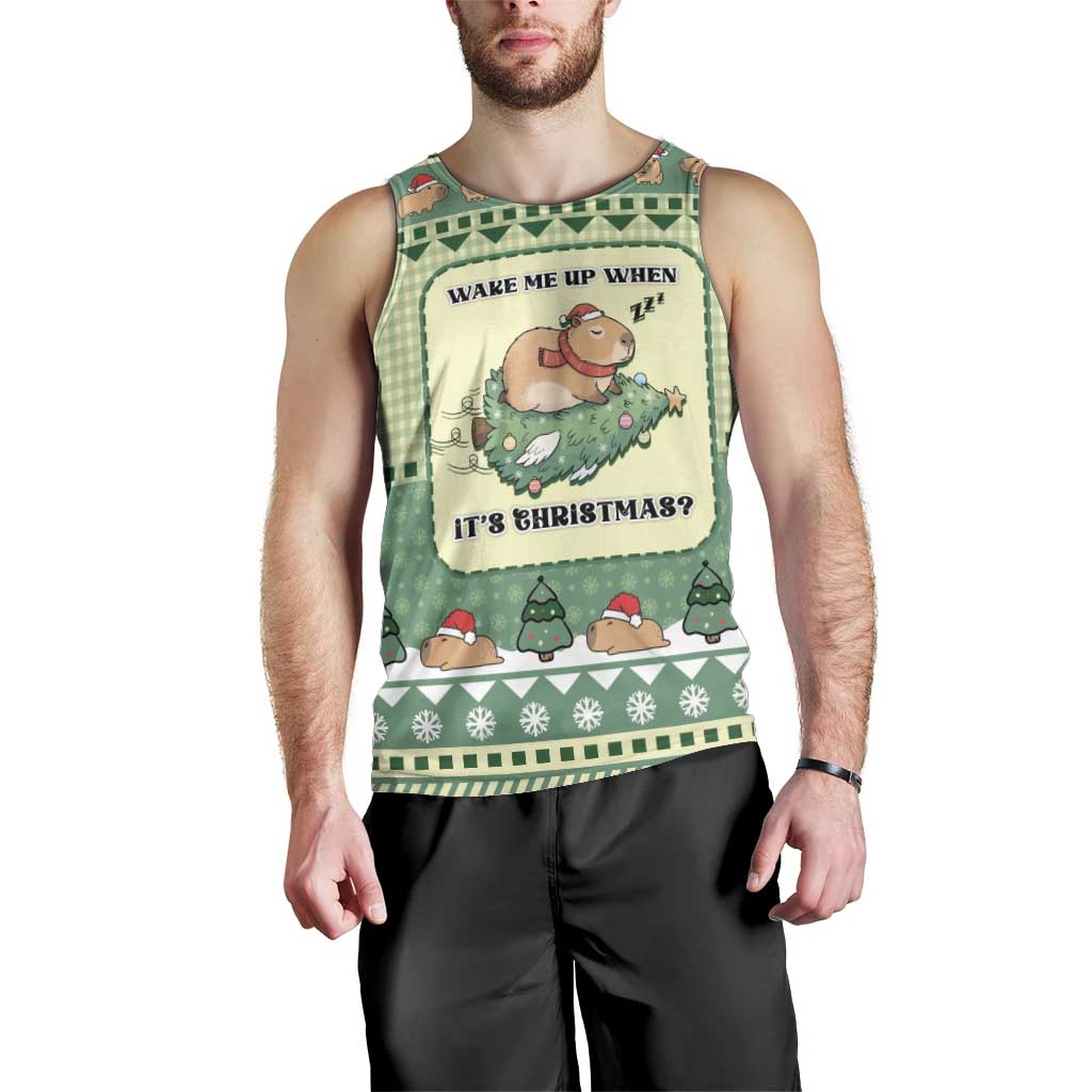 Capybara Christmas Men Tank Top Wake Me Up When It's Christmas - Wonder Print Shop