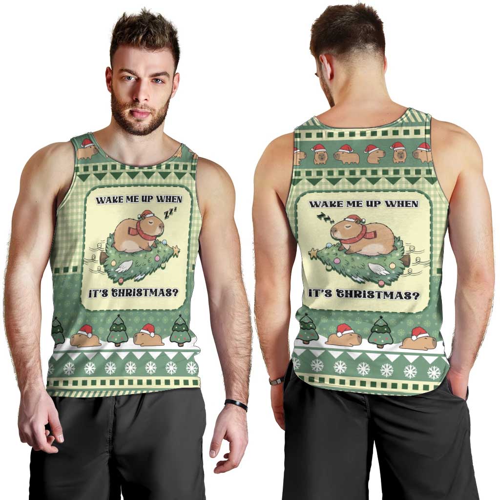 Capybara Christmas Men Tank Top Wake Me Up When It's Christmas - Wonder Print Shop