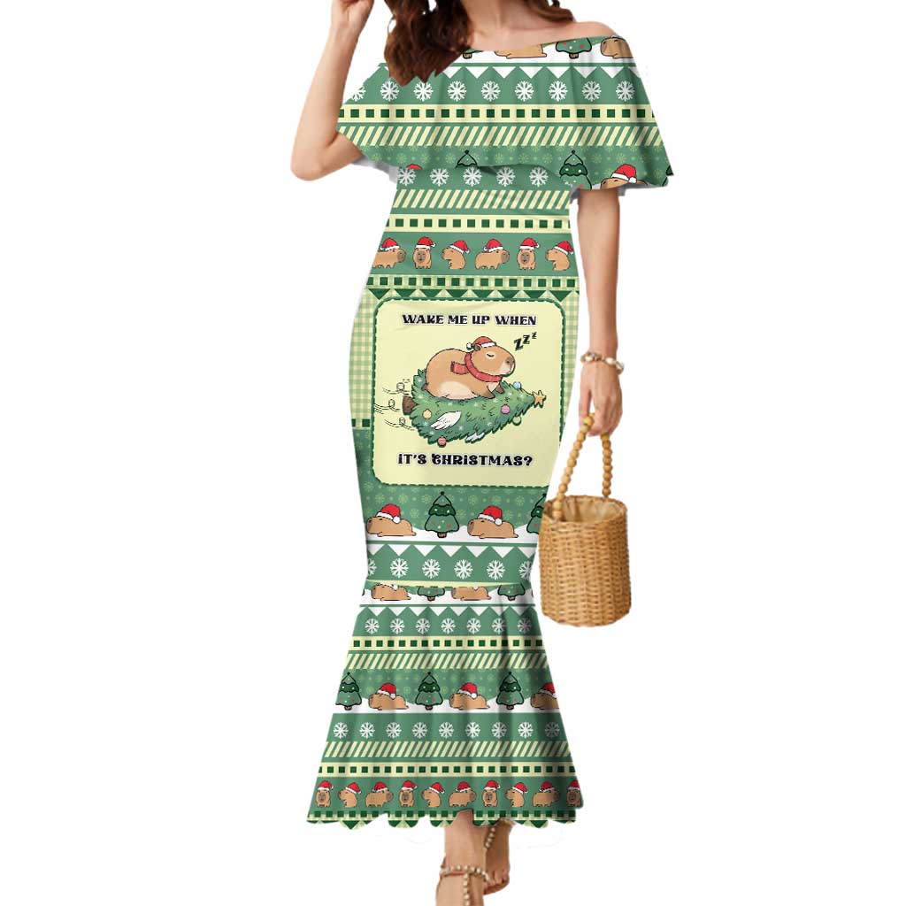 Capybara Christmas Mermaid Dress Wake Me Up When It's Christmas - Wonder Print Shop