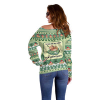 Capybara Christmas Off Shoulder Sweater Wake Me Up When It's Christmas - Wonder Print Shop