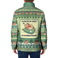 Capybara Christmas Padded Jacket Wake Me Up When It's Christmas - Wonder Print Shop