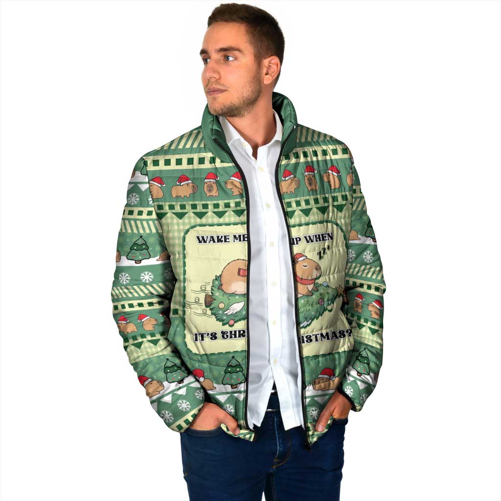 Capybara Christmas Padded Jacket Wake Me Up When It's Christmas - Wonder Print Shop