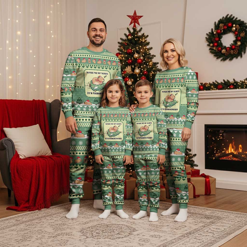 Capybara Christmas Pajama Set Wake Me Up When It's Christmas - Wonder Print Shop