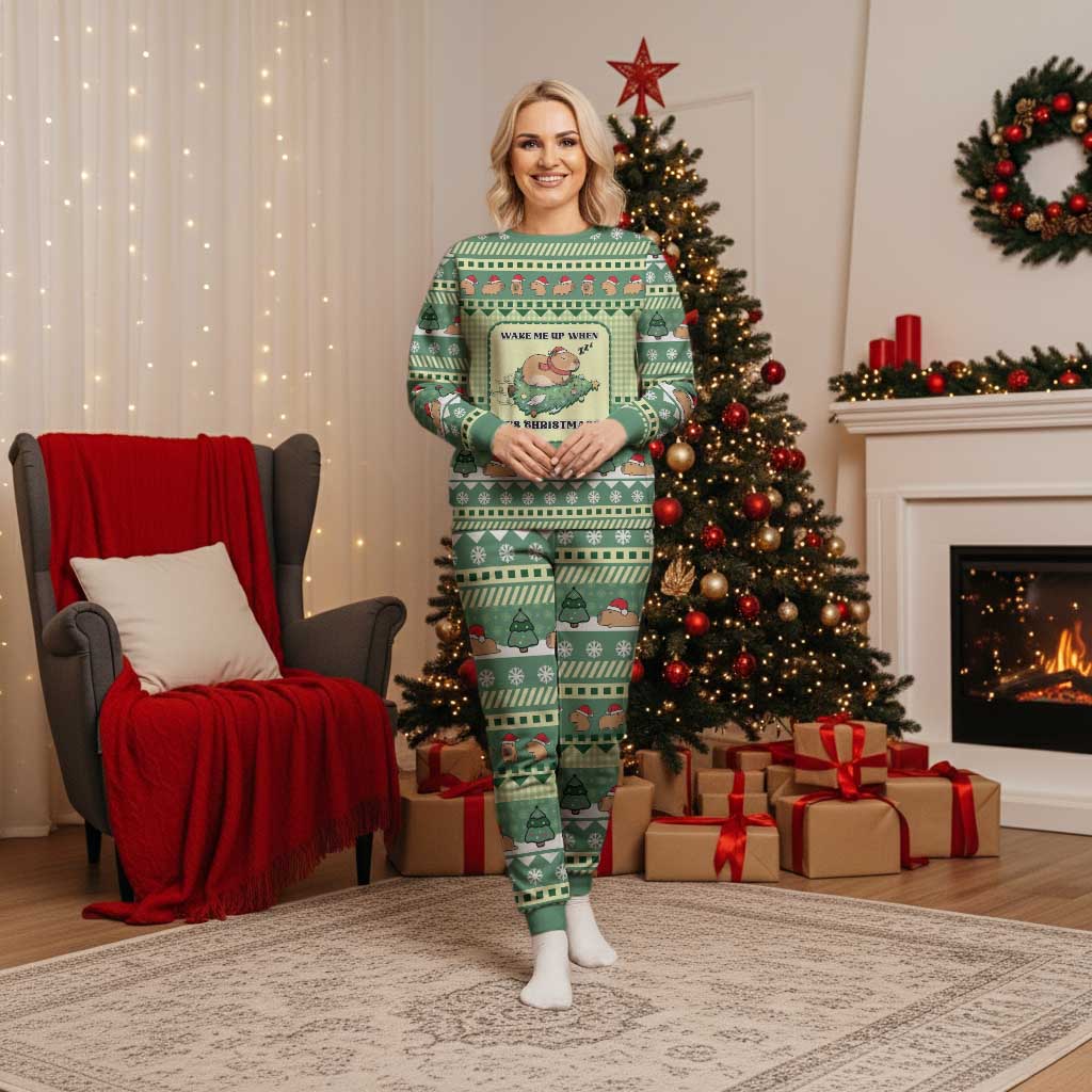Capybara Christmas Pajama Set Wake Me Up When It's Christmas - Wonder Print Shop