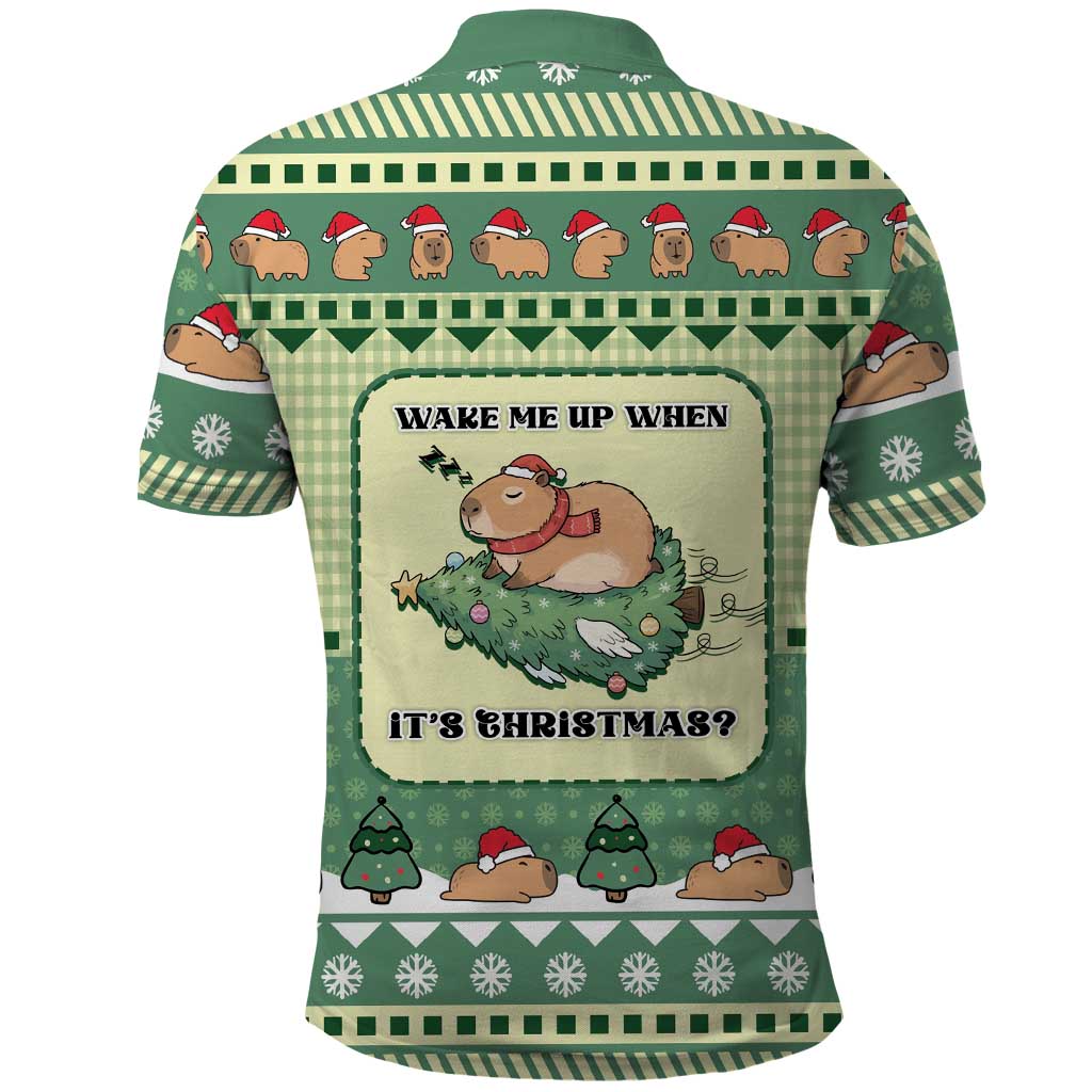 Capybara Christmas Polo Shirt Wake Me Up When It's Christmas - Wonder Print Shop