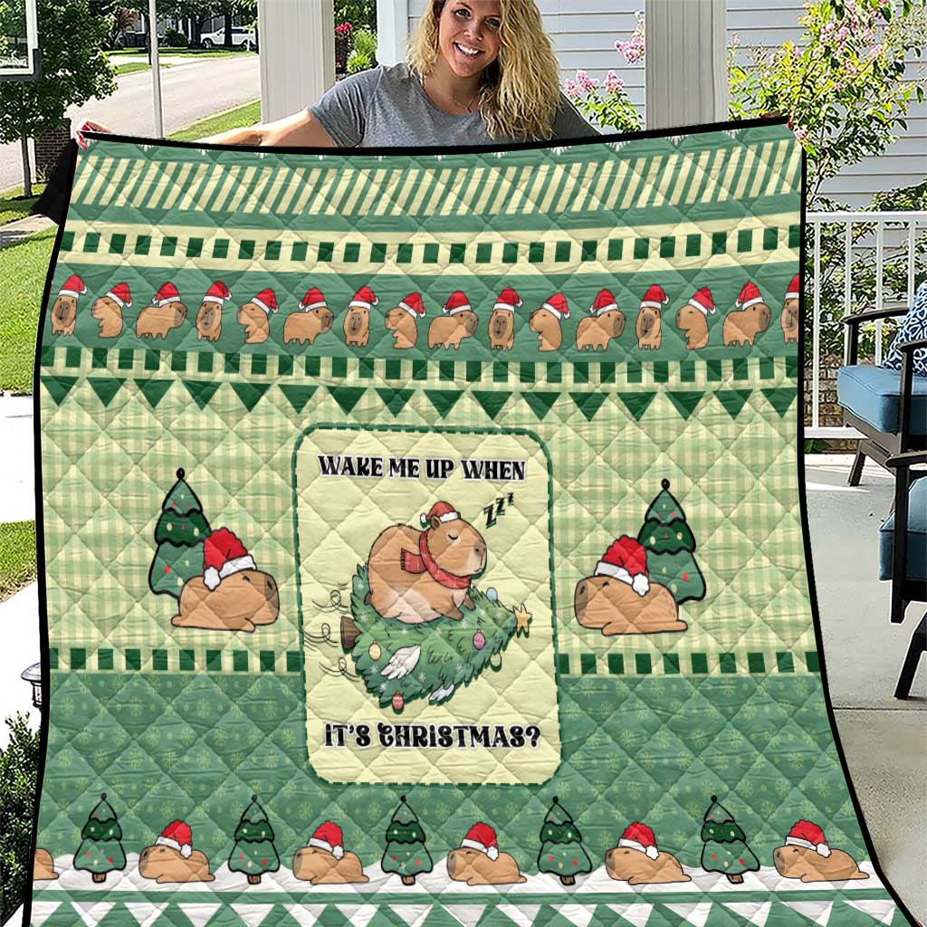 Capybara Christmas Quilt Wake Me Up When It's Christmas - Wonder Print Shop