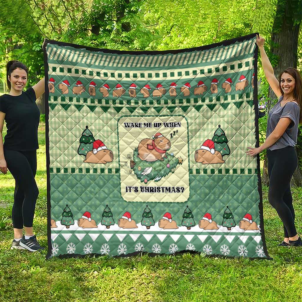 Capybara Christmas Quilt Wake Me Up When It's Christmas - Wonder Print Shop