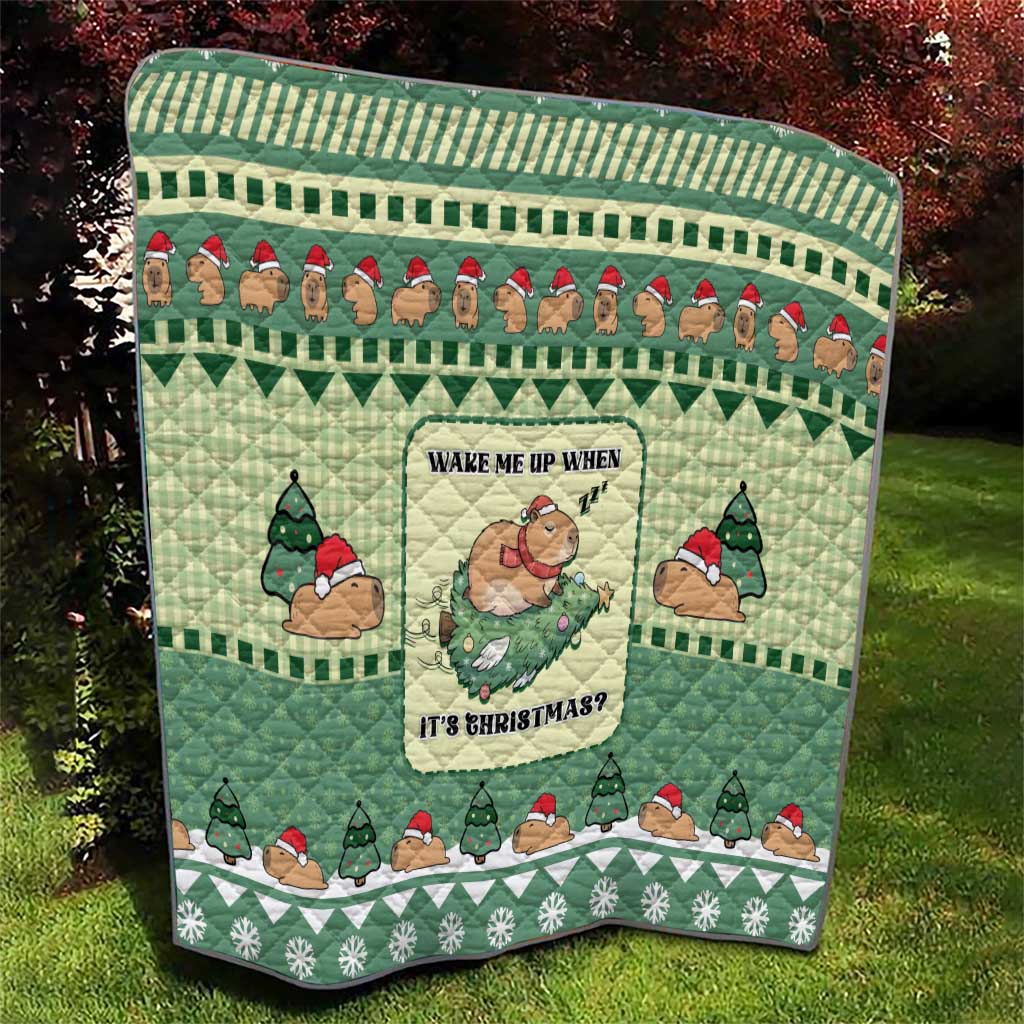 Capybara Christmas Quilt Wake Me Up When It's Christmas - Wonder Print Shop