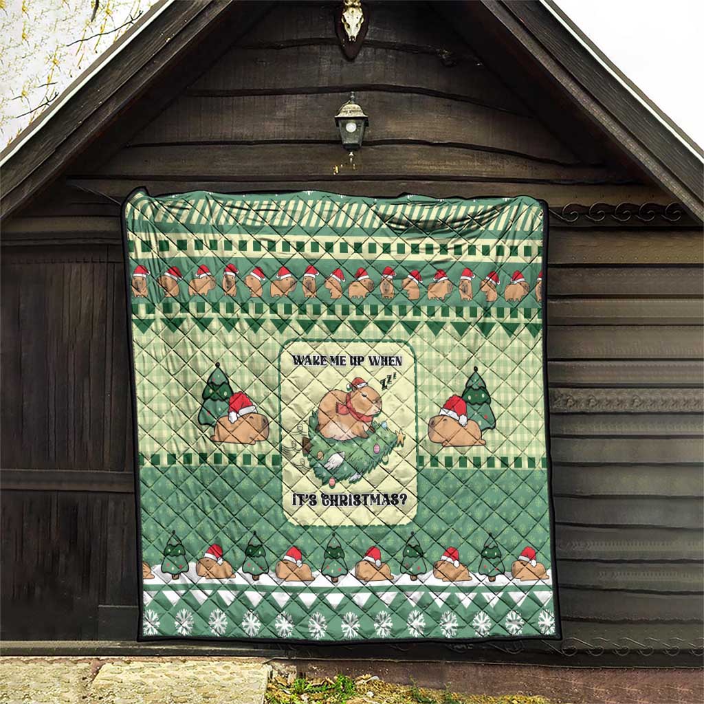 Capybara Christmas Quilt Wake Me Up When It's Christmas - Wonder Print Shop