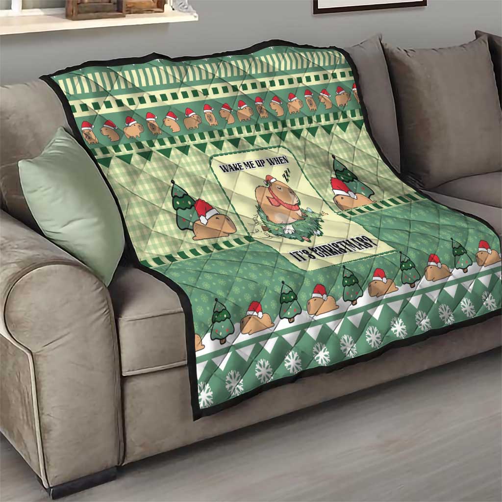 Capybara Christmas Quilt Wake Me Up When It's Christmas - Wonder Print Shop