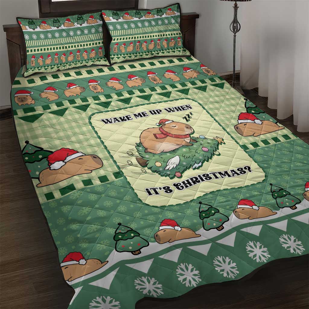 Capybara Christmas Quilt Bed Set Wake Me Up When It's Christmas - Wonder Print Shop