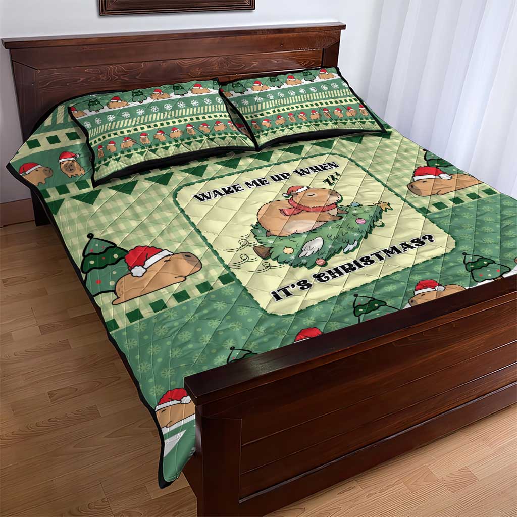 Capybara Christmas Quilt Bed Set Wake Me Up When It's Christmas - Wonder Print Shop