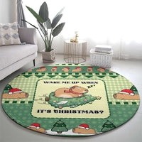 Capybara Christmas Round Carpet Wake Me Up When It's Christmas - Wonder Print Shop