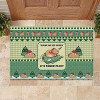 Capybara Christmas Rubber Doormat Wake Me Up When It's Christmas - Wonder Print Shop
