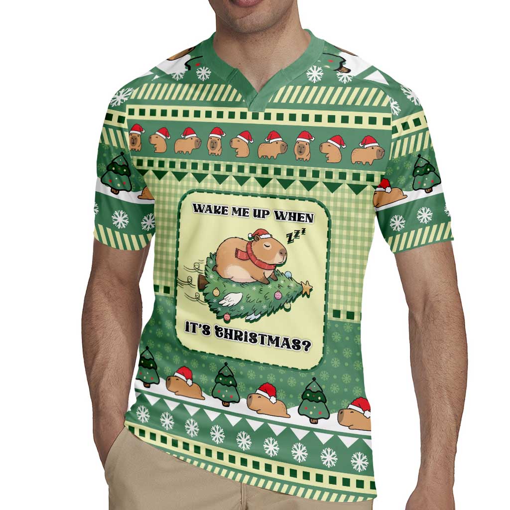 Capybara Christmas Rugby Jersey Wake Me Up When It's Christmas - Wonder Print Shop