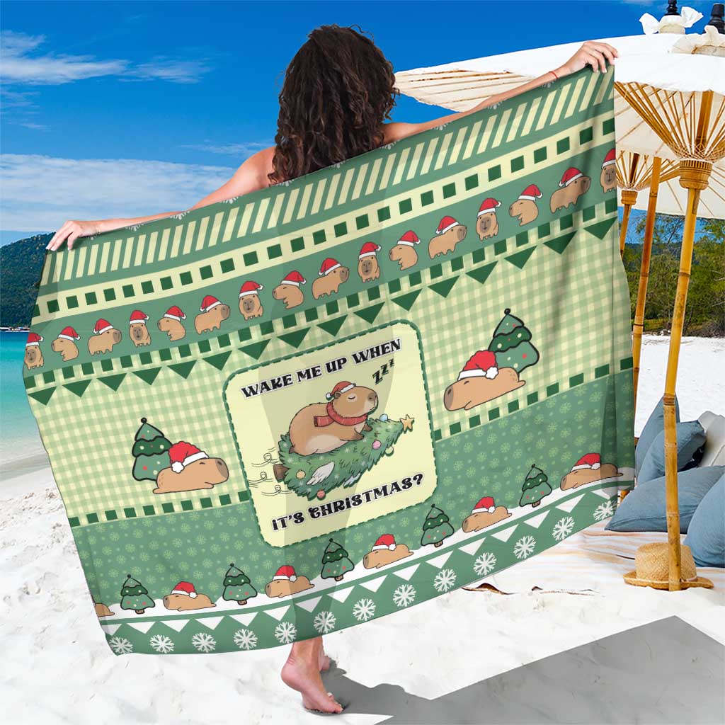 Capybara Christmas Sarong Wake Me Up When It's Christmas - Wonder Print Shop