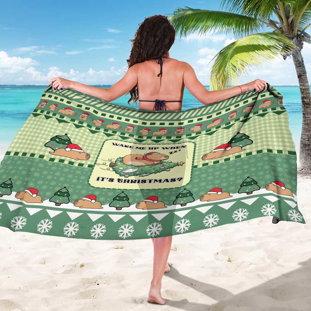 Capybara Christmas Sarong Wake Me Up When It's Christmas - Wonder Print Shop
