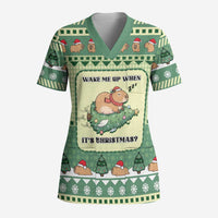 Capybara Christmas Scrub Top Wake Me Up When It's Christmas - Wonder Print Shop
