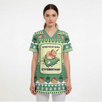 Capybara Christmas Scrub Top Wake Me Up When It's Christmas - Wonder Print Shop