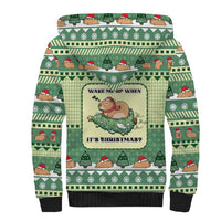 Capybara Christmas Sherpa Hoodie Wake Me Up When It's Christmas - Wonder Print Shop