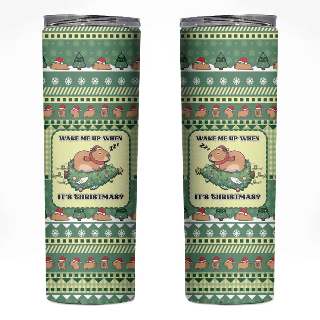 Capybara Christmas Skinny Tumbler Wake Me Up When It's Christmas - Wonder Print Shop
