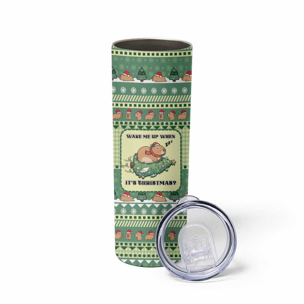 Capybara Christmas Skinny Tumbler Wake Me Up When It's Christmas - Wonder Print Shop