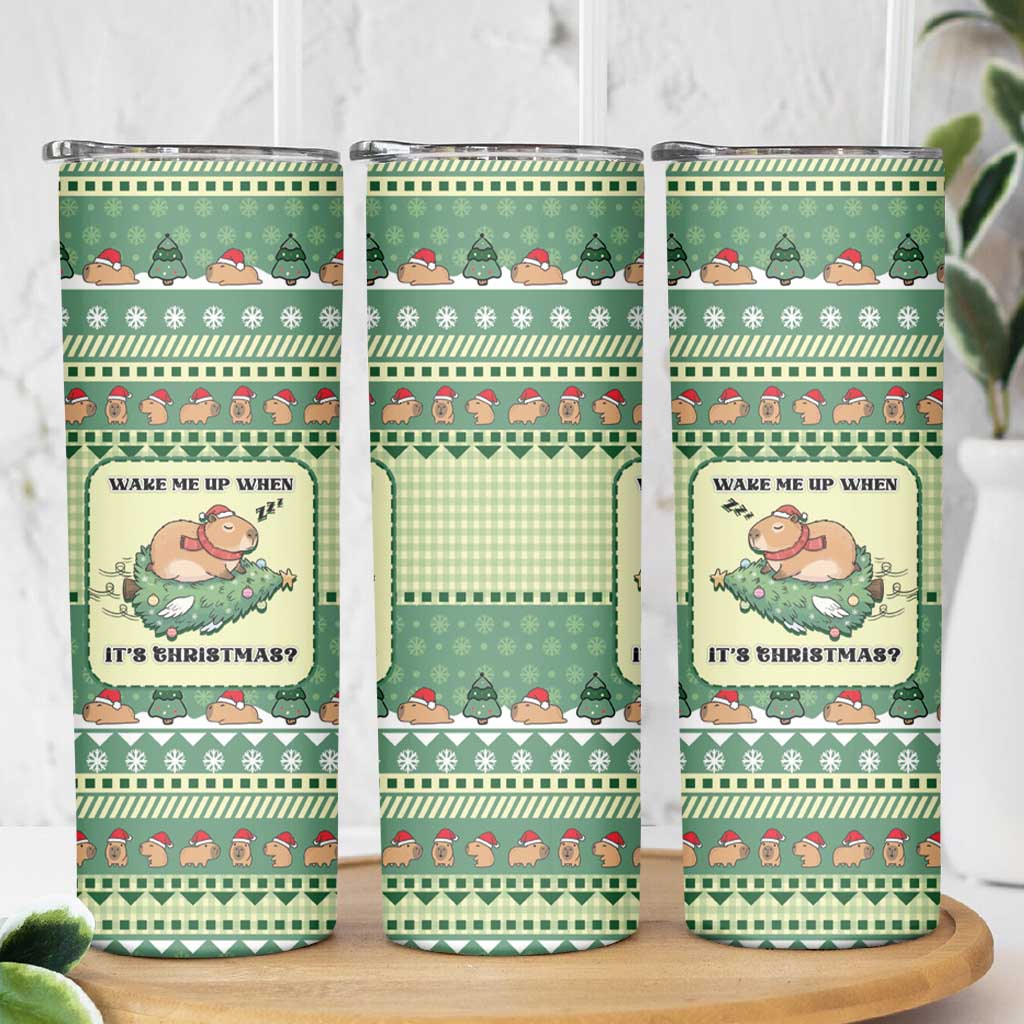Capybara Christmas Skinny Tumbler Wake Me Up When It's Christmas - Wonder Print Shop