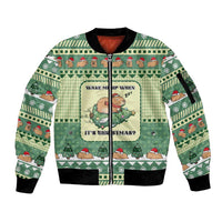 Capybara Christmas Sleeve Zip Bomber Jacket Wake Me Up When It's Christmas - Wonder Print Shop