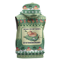 Capybara Christmas Sleeveless Hoodie Wake Me Up When It's Christmas - Wonder Print Shop