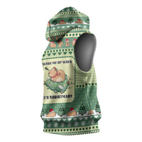 Capybara Christmas Sleeveless Hoodie Wake Me Up When It's Christmas - Wonder Print Shop