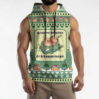 Capybara Christmas Sleeveless Hoodie Wake Me Up When It's Christmas - Wonder Print Shop