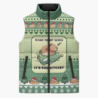 Capybara Christmas Sleeveless Puffer Jacket Wake Me Up When It's Christmas - Wonder Print Shop