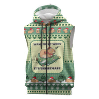Capybara Christmas Sleeveless Zip Hoodie Wake Me Up When It's Christmas - Wonder Print Shop