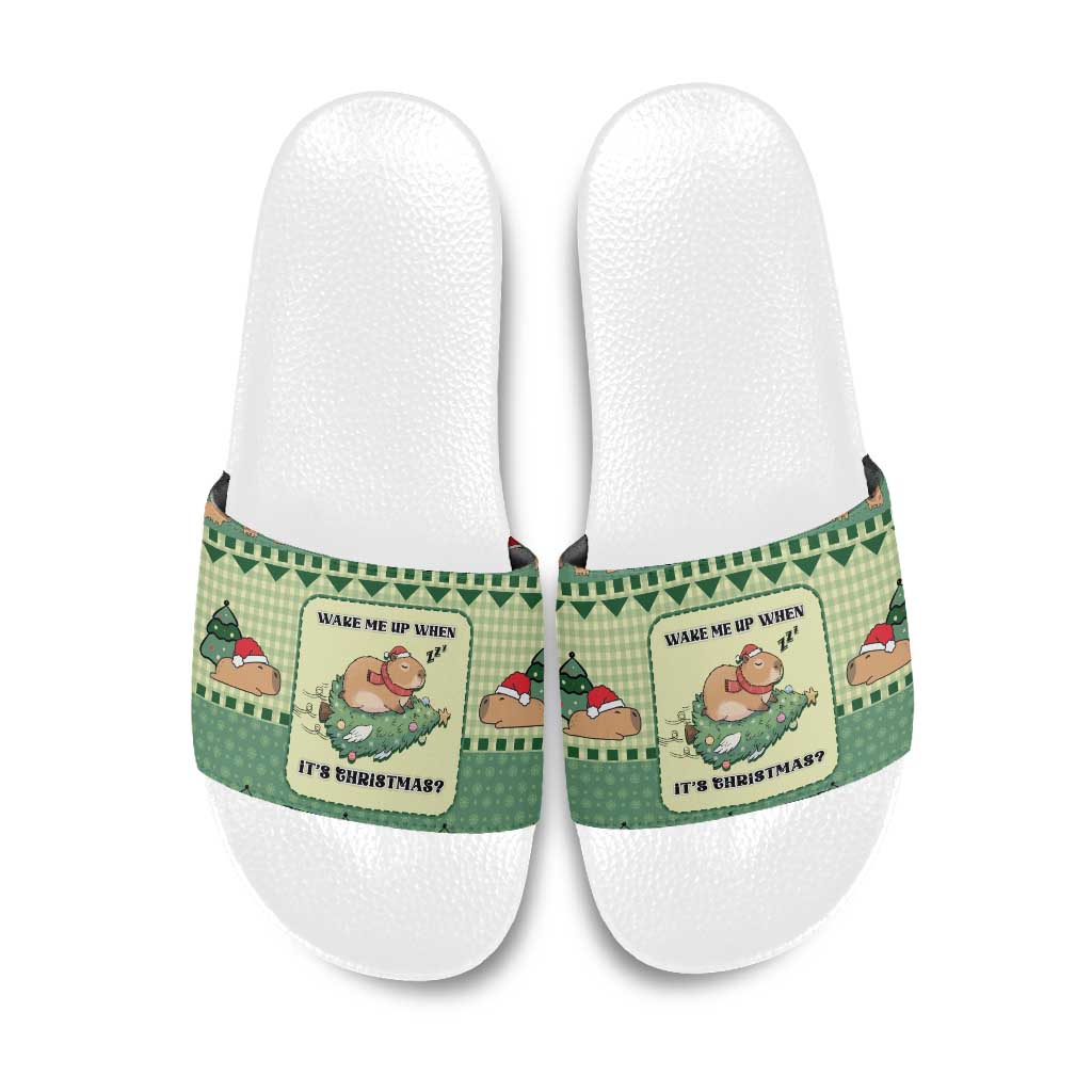 Capybara Christmas Slide Sandals Wake Me Up When It's Christmas - Wonder Print Shop