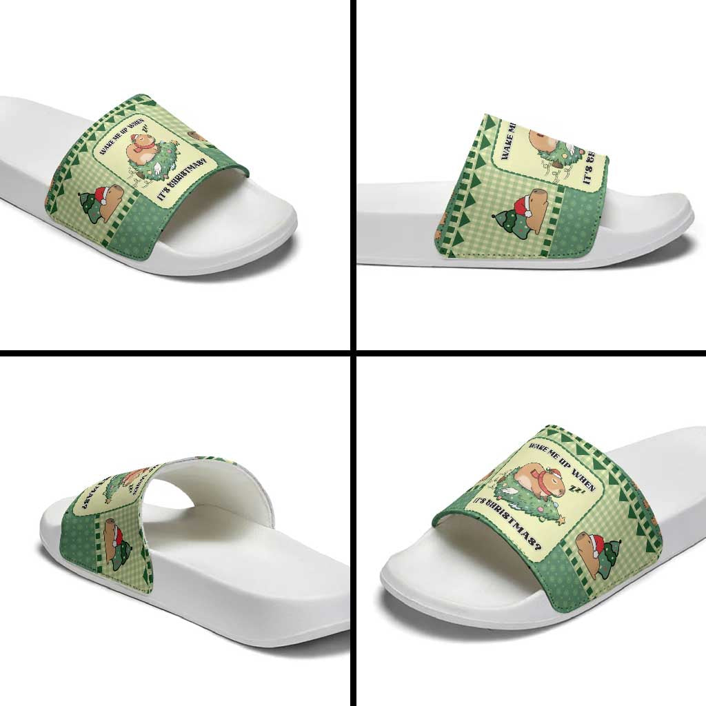 Capybara Christmas Slide Sandals Wake Me Up When It's Christmas - Wonder Print Shop