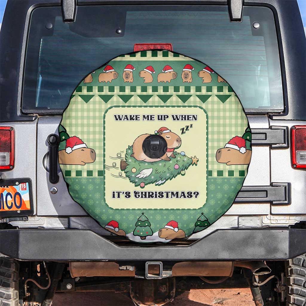 Capybara Christmas Spare Tire Cover Wake Me Up When It's Christmas - Wonder Print Shop