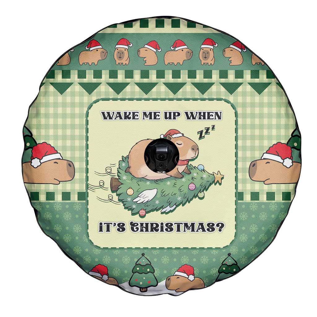 Capybara Christmas Spare Tire Cover Wake Me Up When It's Christmas - Wonder Print Shop