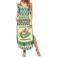 Capybara Christmas Summer Maxi Dress Wake Me Up When It's Christmas - Wonder Print Shop