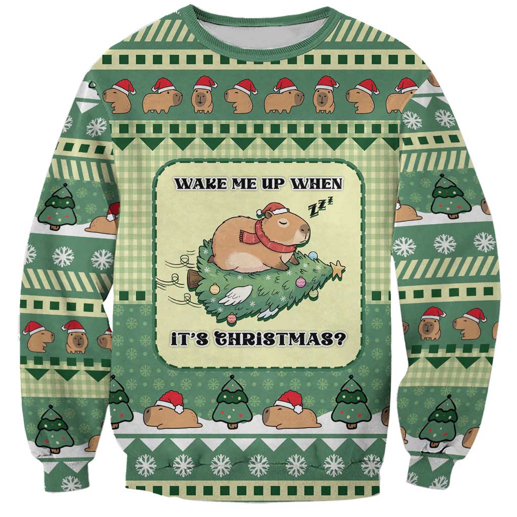 Capybara Christmas Sweatshirt Wake Me Up When It's Christmas - Wonder Print Shop