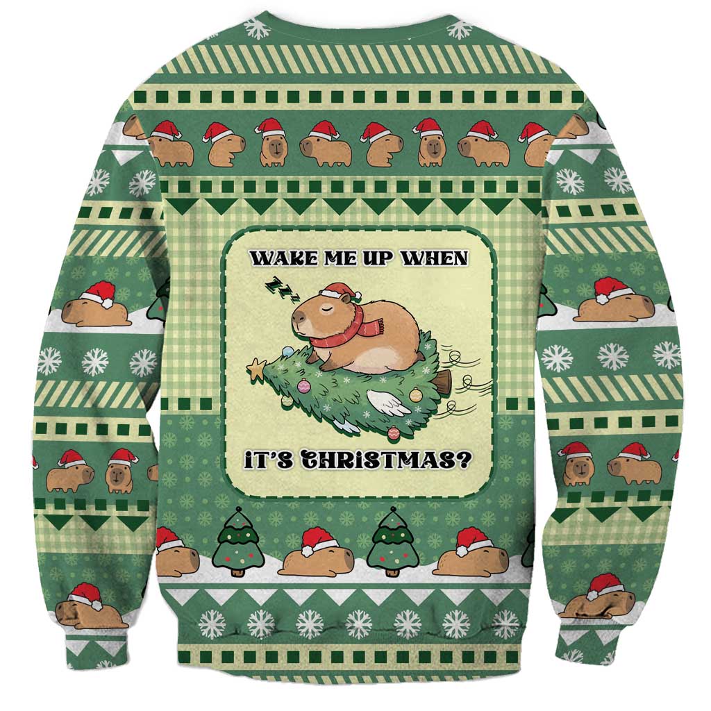 Capybara Christmas Sweatshirt Wake Me Up When It's Christmas - Wonder Print Shop